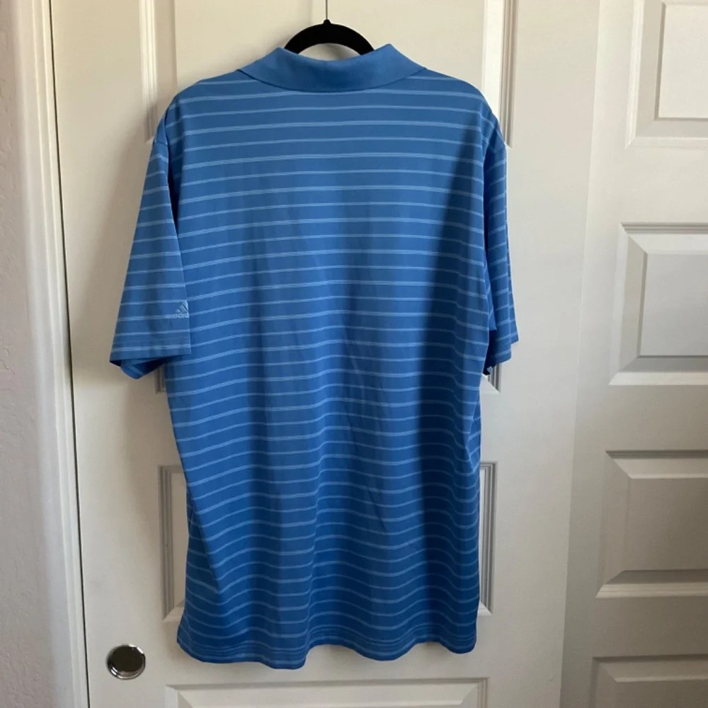 Men’s Adidas Golf Polo‎ - Blue and White Striped - Size XL